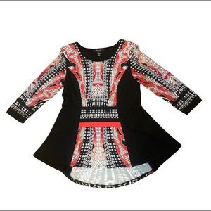 Black, red and white top with tiny silver studs!